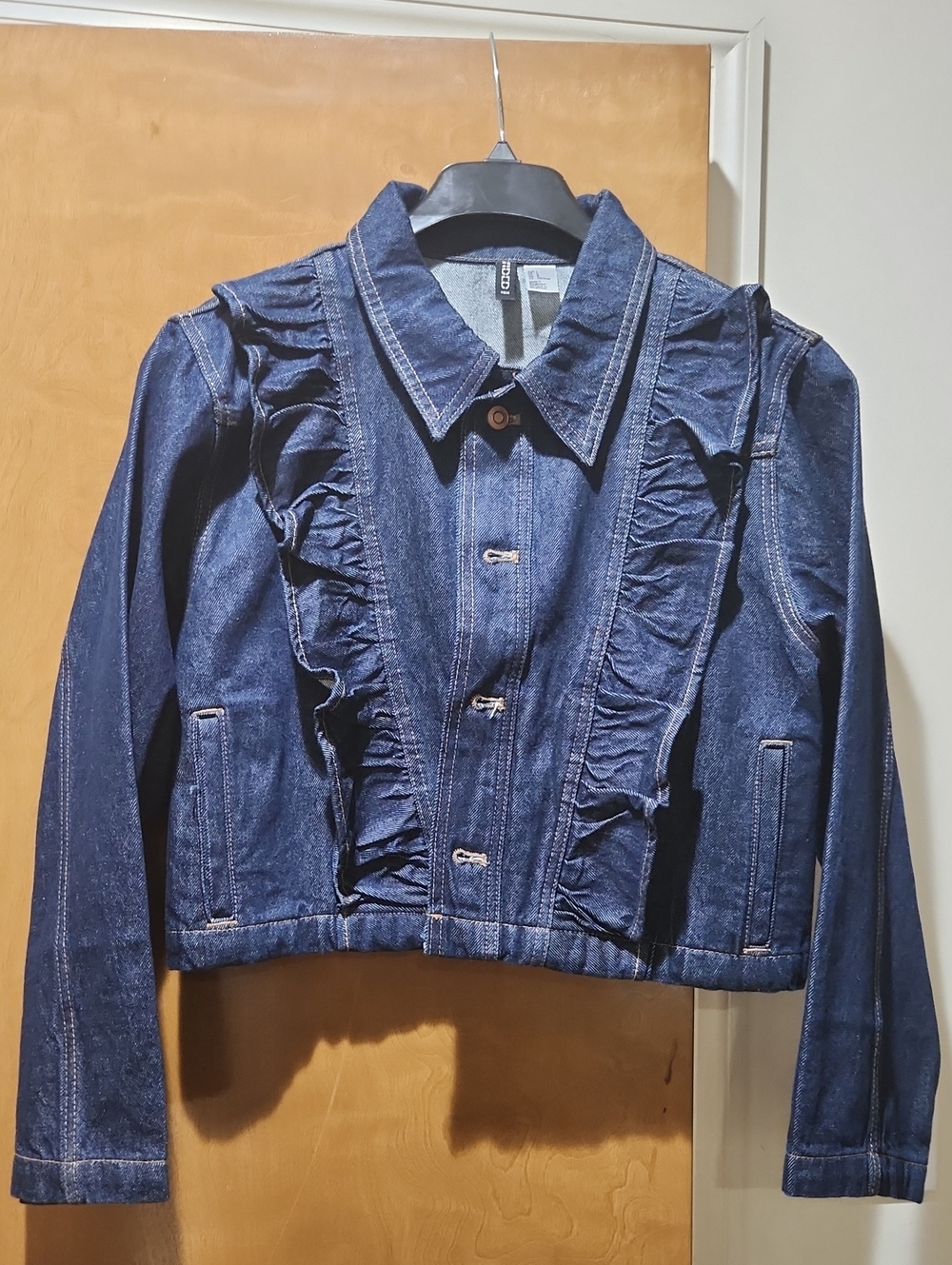 Denim Ruffle Jacket - Dark Blue
